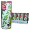 Vegenergy Himbeer-Zitrone Sport Energy Drink im 24er Tray mit 250 ml Dosen auf weißem Hintergrund